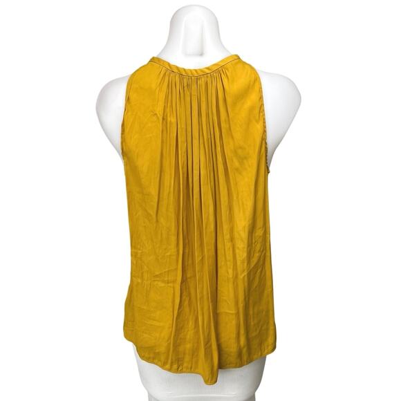 Catherine Malandrino Yellow Sleeveless Keyhole Neck Pleated Blouse Tank Top XS - Picture 2 of 4